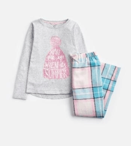 Z_ODRMINSNZ-PINKCHECK Pink and blue checked pajama  100% cotton 1 through 12
